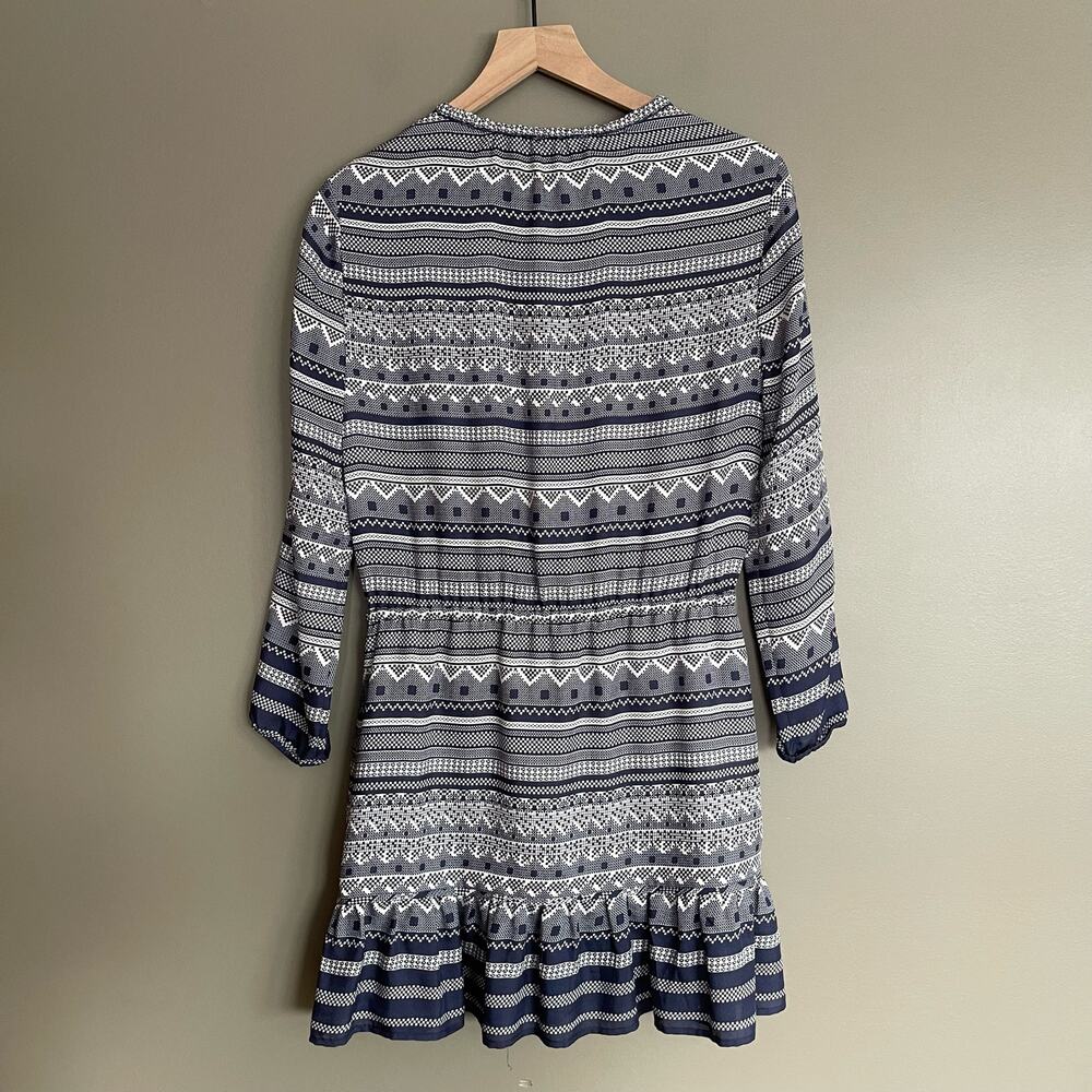 Veronica Beard Agathe Dress Blue White Silk Size 0 Flounce Hem Lightweight Chic - Picture 5 of 16